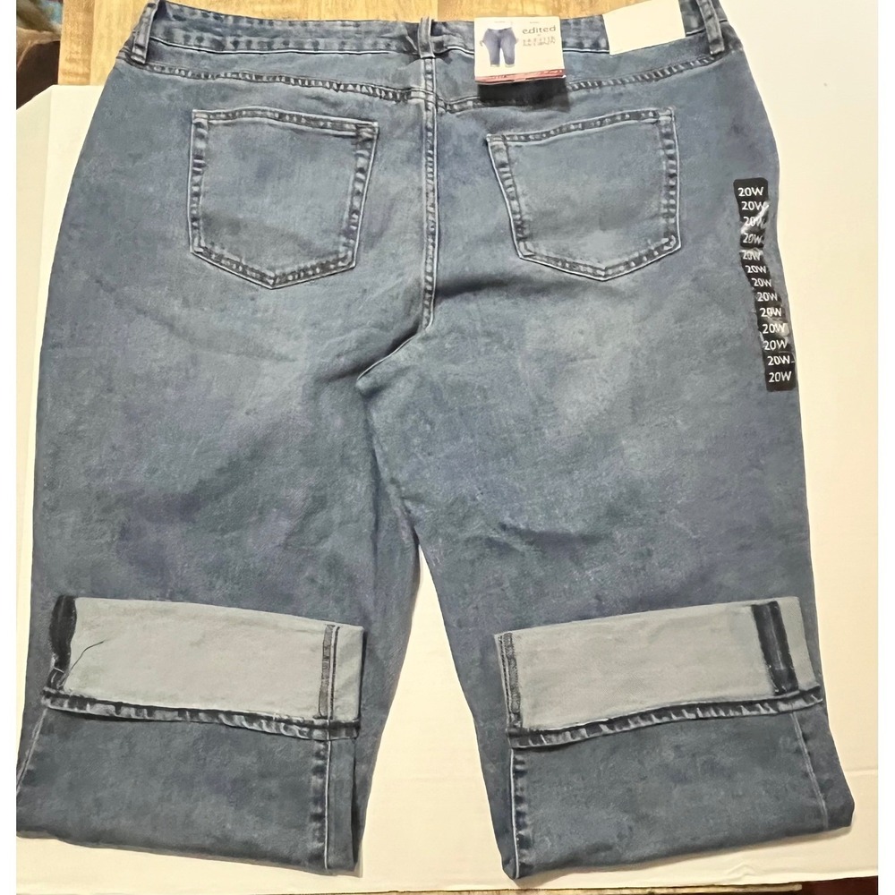 Edited x Hunter McGrady Blue Capri Jeans Plus Sz 20W Medium Wash Cuffed Cropped - Picture 8 of 8